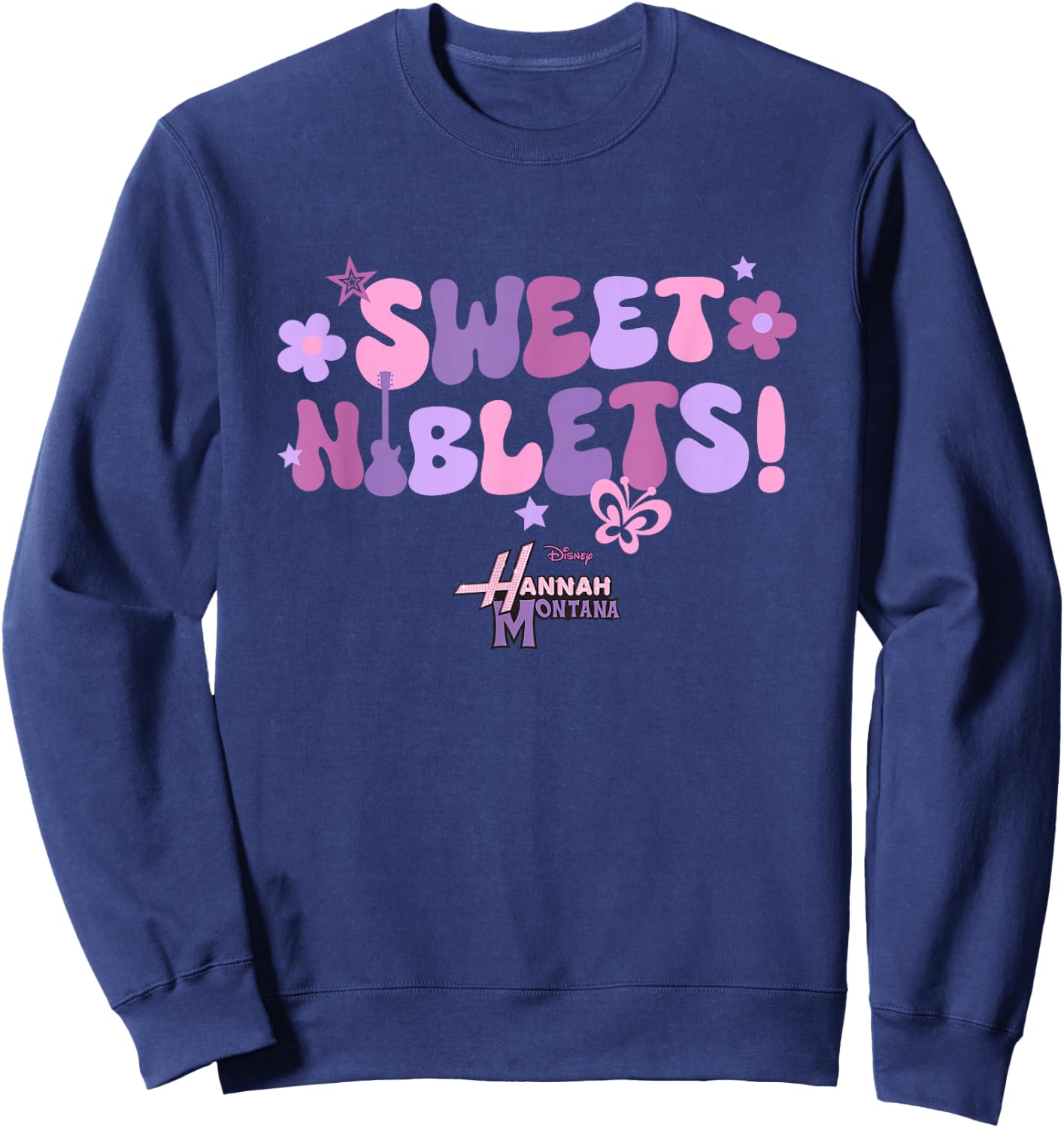 Disney Hannah Montana Sweet Niblets! Floral Chest Text Logo Sweatshirt - Sweatshirt | Navy