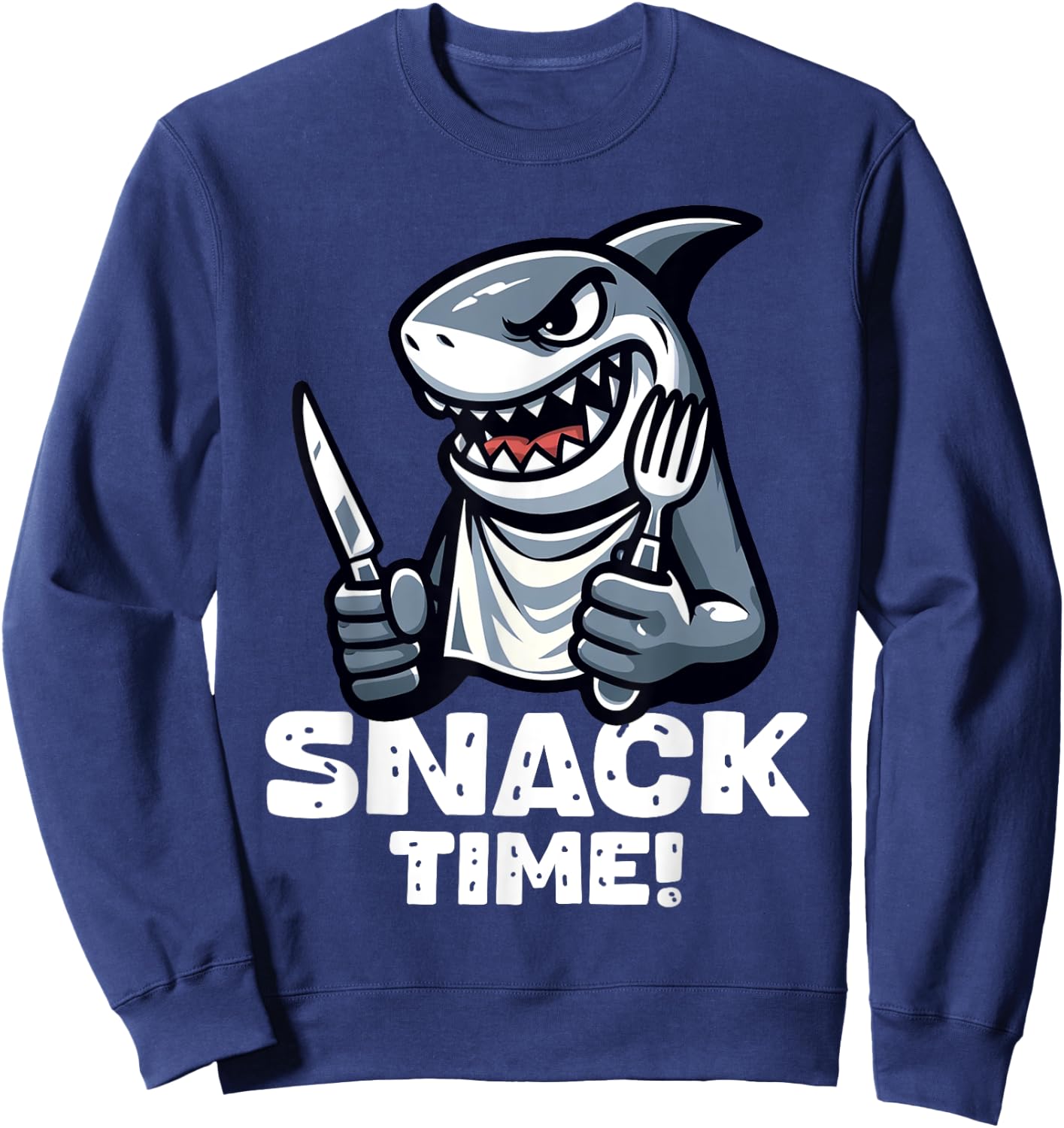 Cool Shark Snack Time Beach Funny Shark Women Girls Kids Sweatshirt - Sweatshirt | Navy