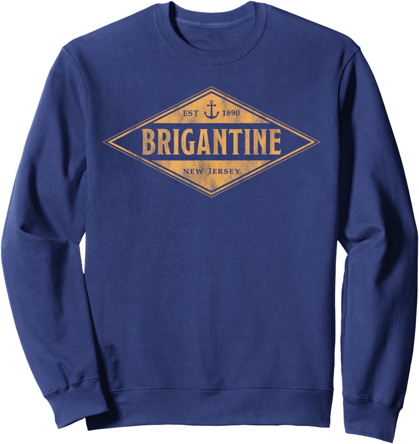 Brigantine New Jersey NJ Souvenir Vacation Vintage Badge Sweatshirt - Sweatshirt | Navy