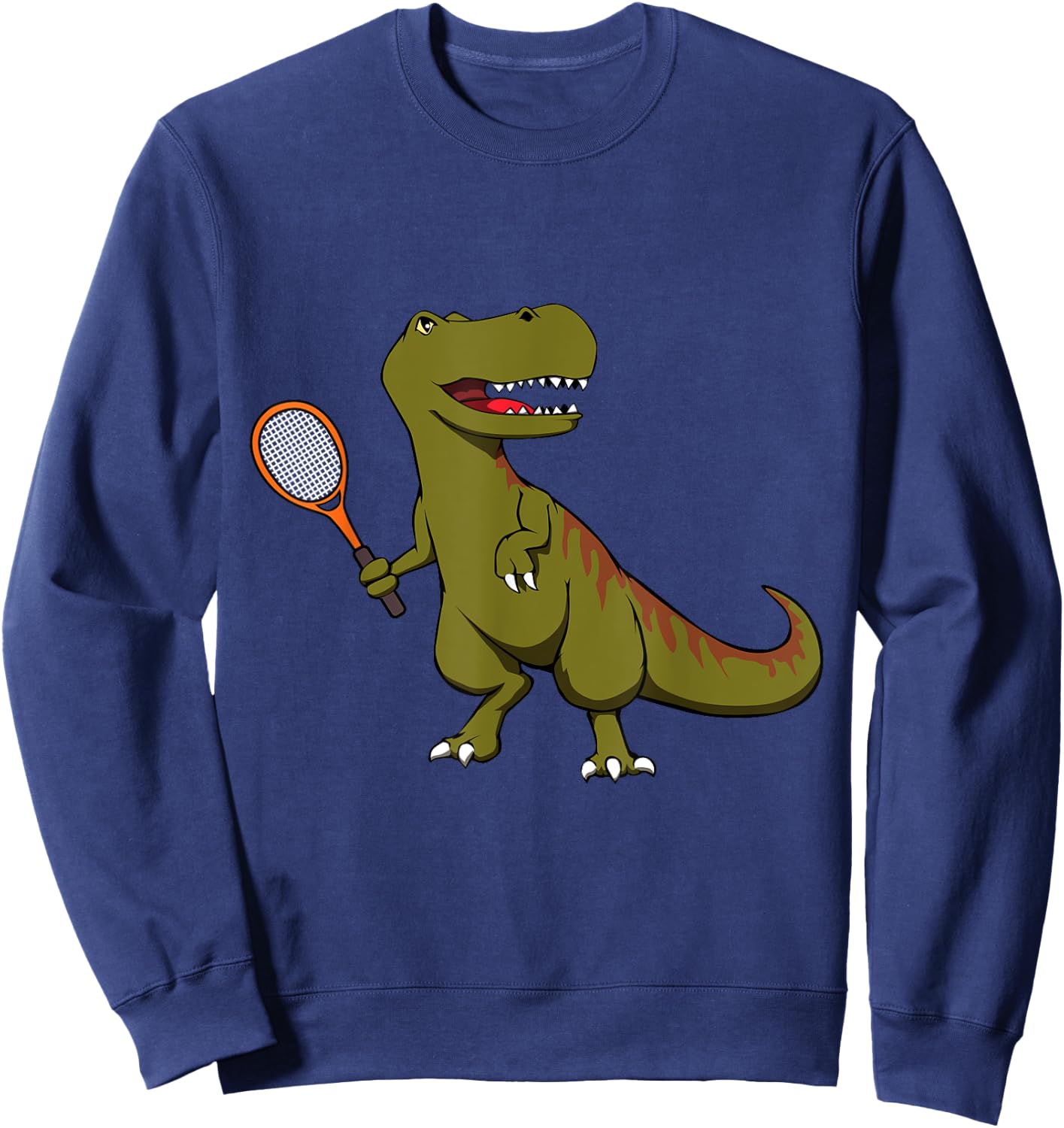 Tennis Dinosaur T-Rex with Racket Tyrannosaurus Dino Player Sweatshirt - Sweatshirt | Navy