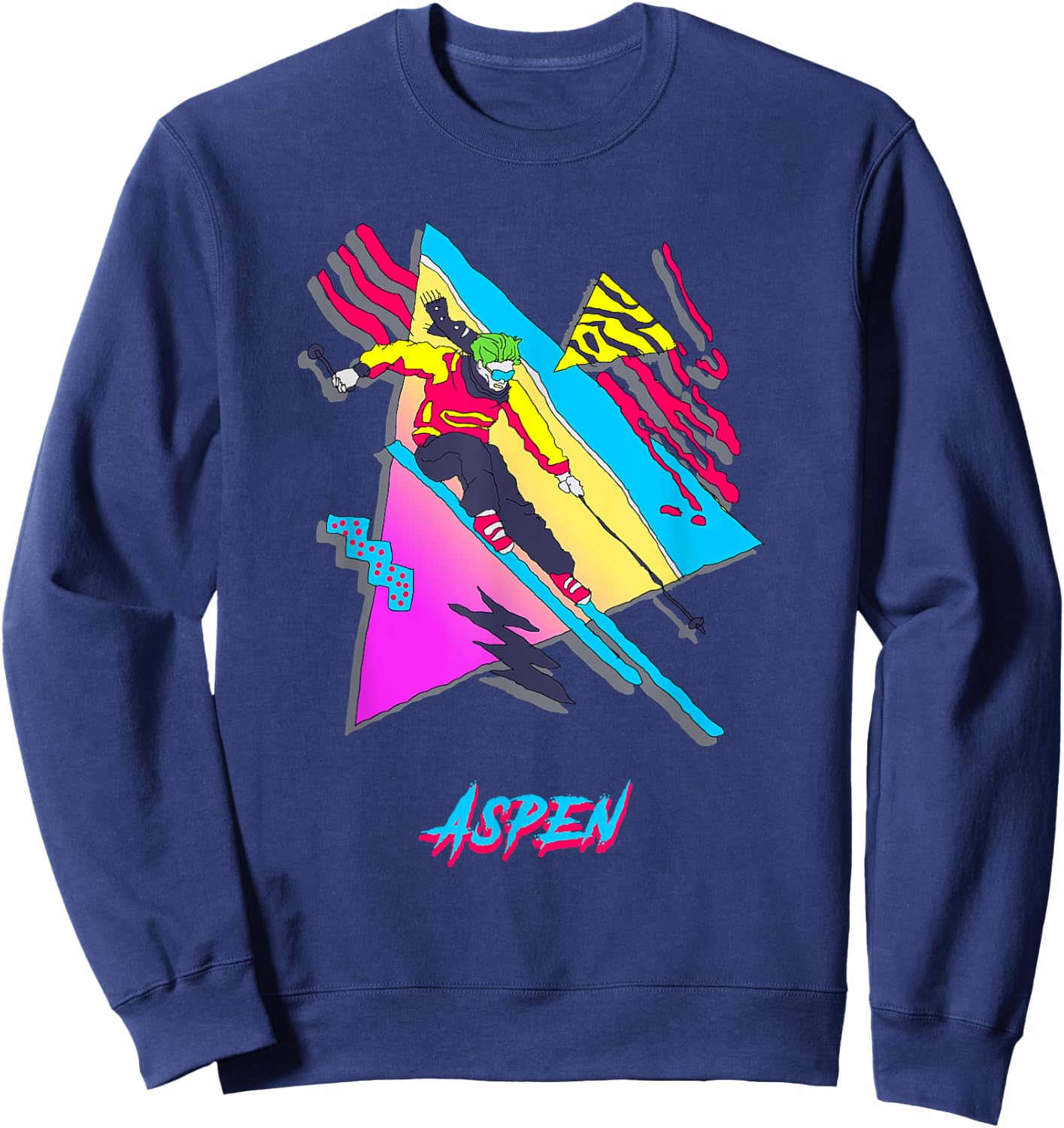 Retro Vintage 80s Skier Aspen Mountain Adventure Sweatshirt - Sweatshirt | Navy