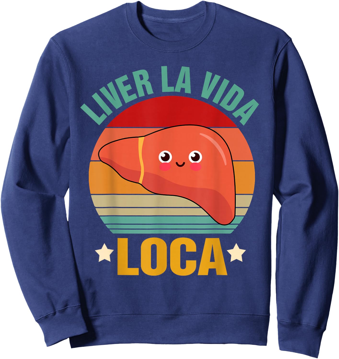 Funny Vintage Liver Disease Hepatology -Adults Black Small U-Neck Short Sleeve Liver Transplant Surgery Recovery Gift Sweatshirt - Sweatshirt | Navy