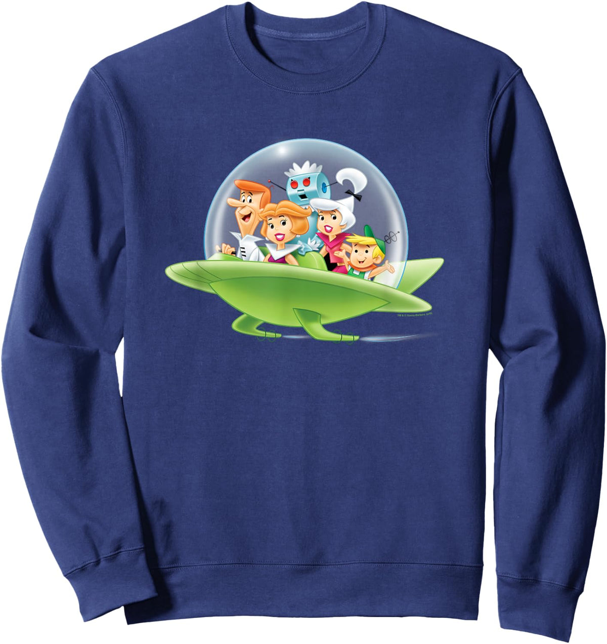 Popfunk The Jetsons Family Cruising -Adults Black Small Sweatshirt - Sweatshirt | Navy