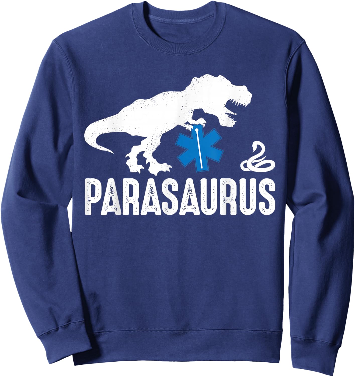 Parasaurus Funny Dinosaur Paramedic EMT Emergency Responder Sweatshirt - Sweatshirt | Navy