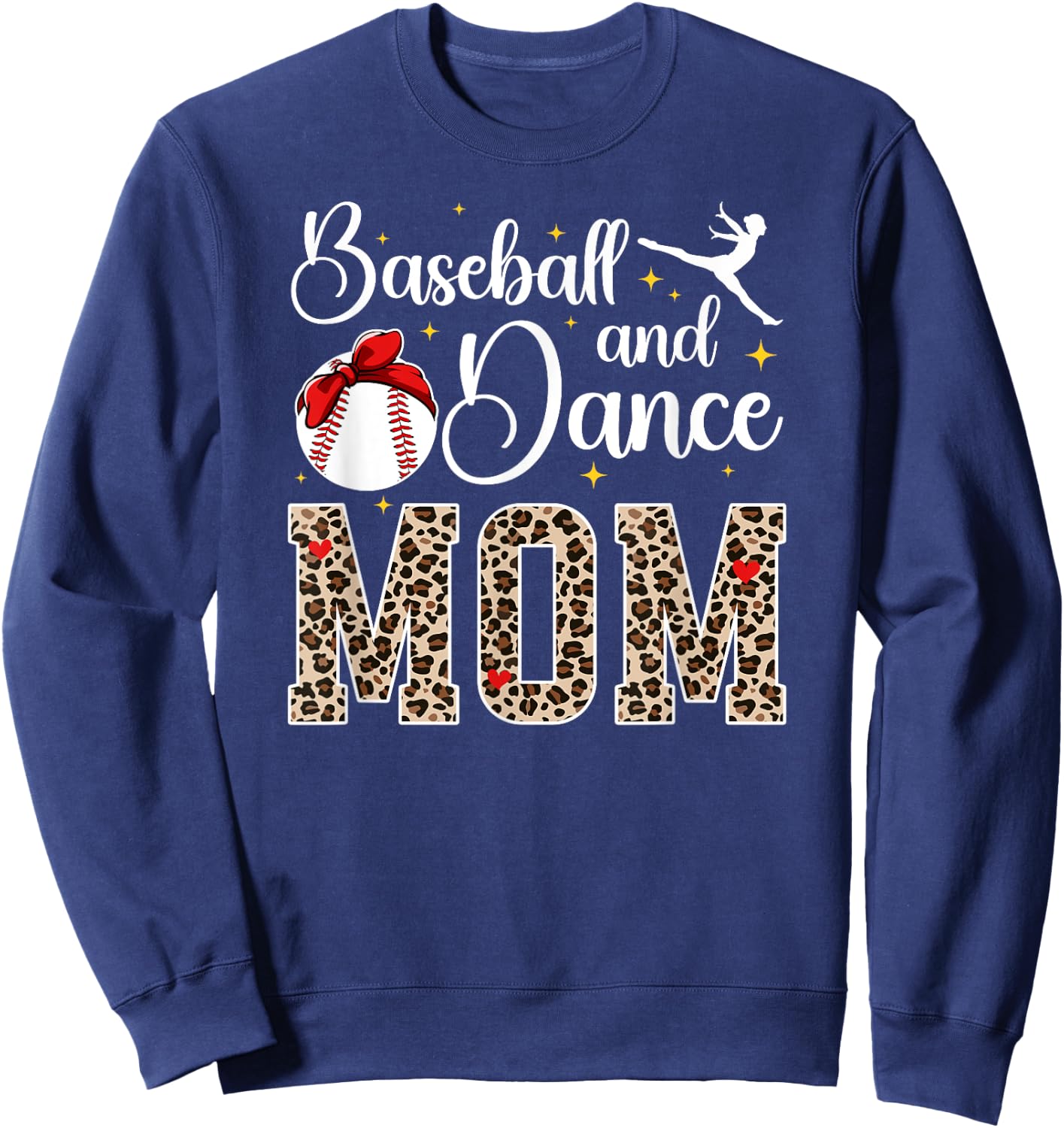 Baseball And Dance Mom Leopard Dancer & Baseball Player Mom Sweatshirt - Sweatshirt | Navy