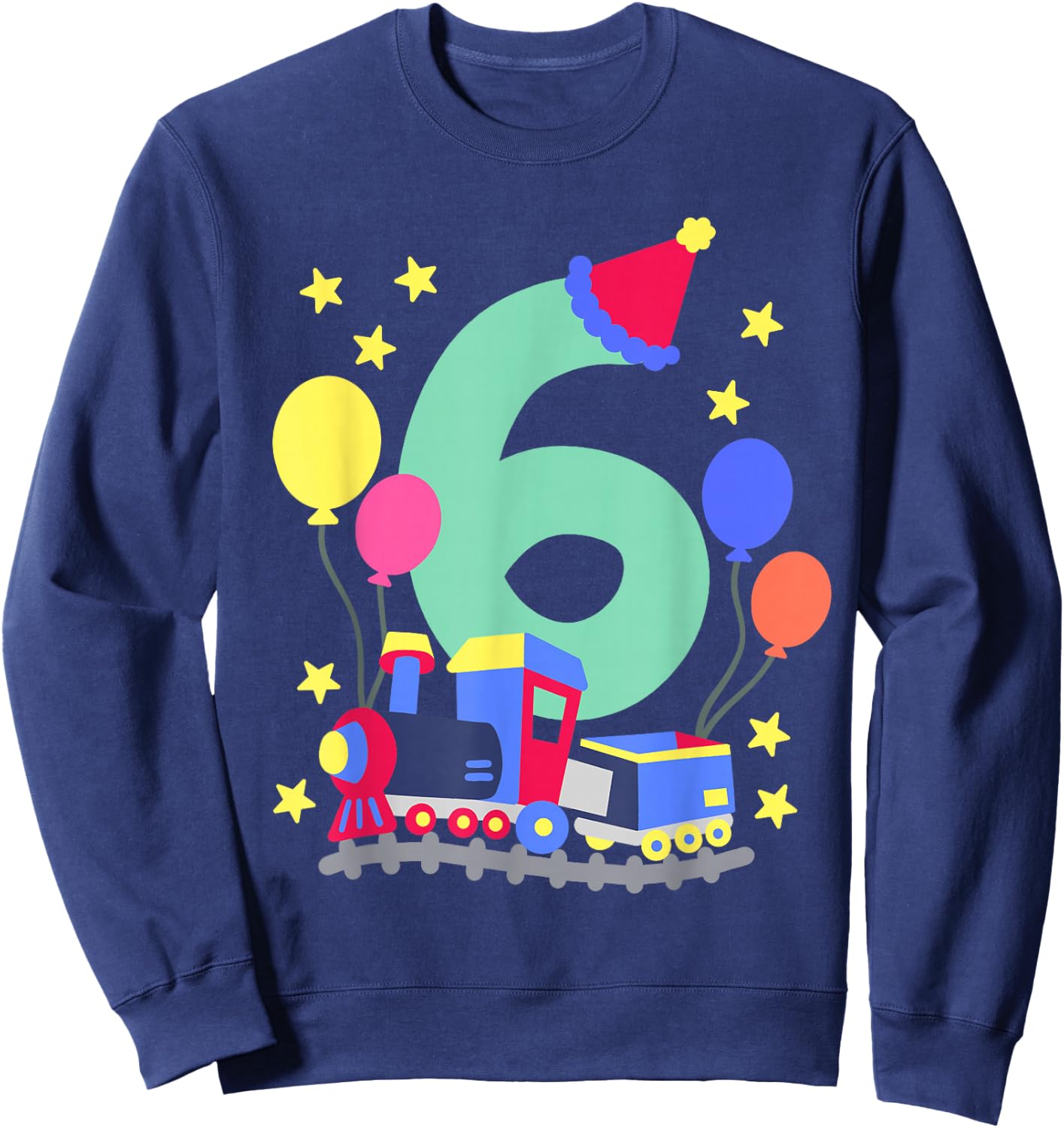 6th Birthday Train Lovers I'm 6 Boys Kids Six Years Old Sweatshirt - Sweatshirt | Navy
