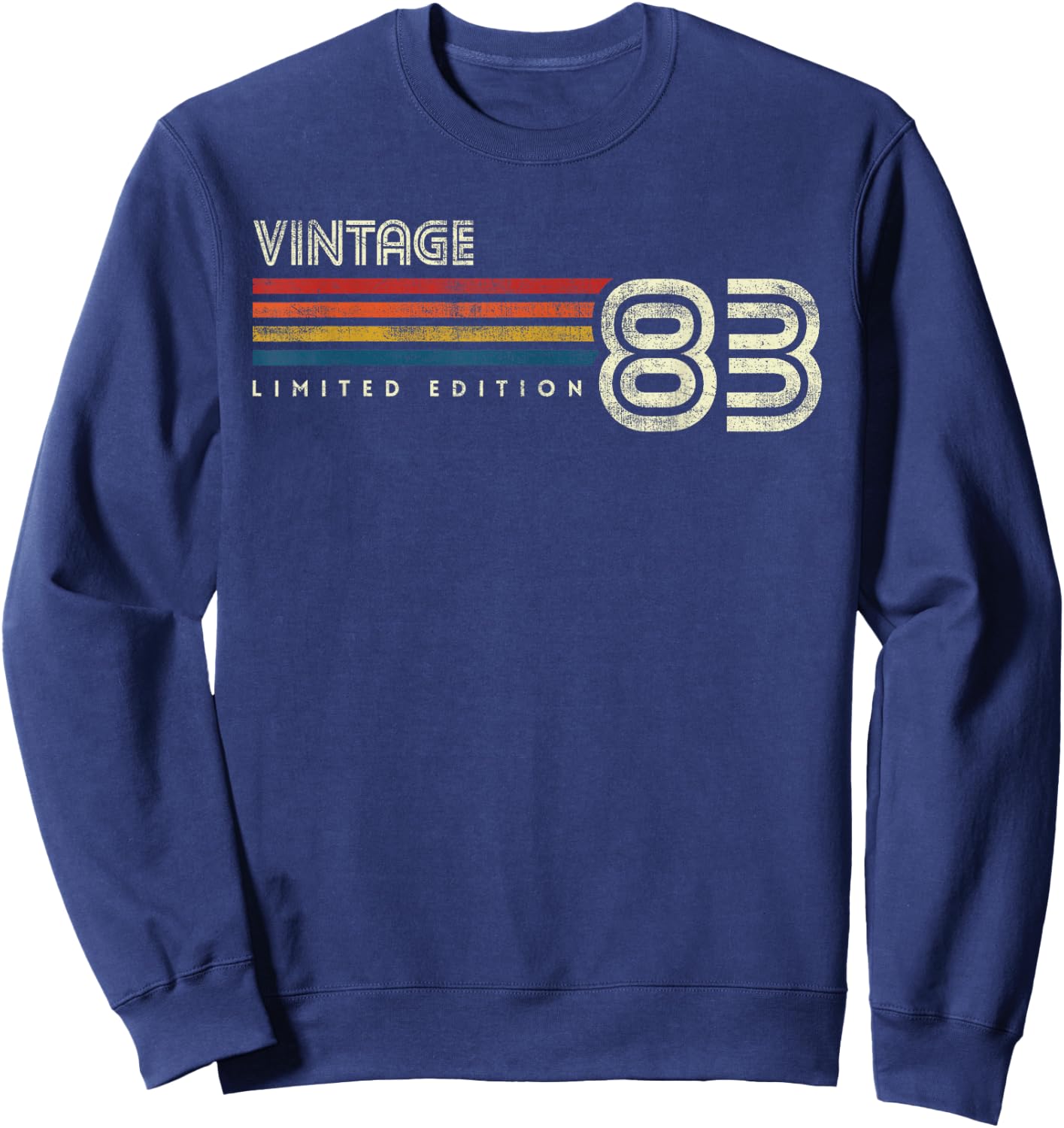 Vintage 1983 Chest Stripe 40 Birthday Sweatshirt - Sweatshirt | Navy