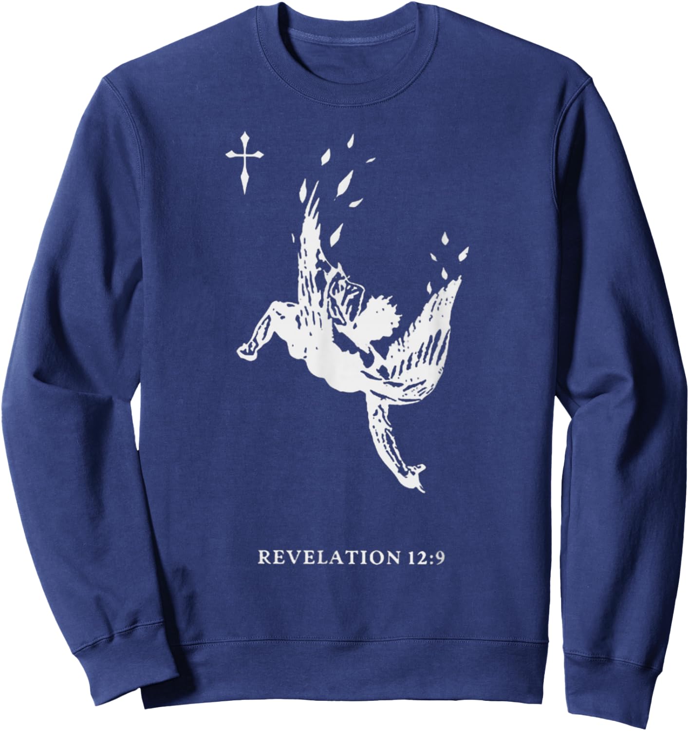 Revelations 12:9 - Fallen Angel Satan Biblical Art Sweatshirt - Sweatshirt | Navy