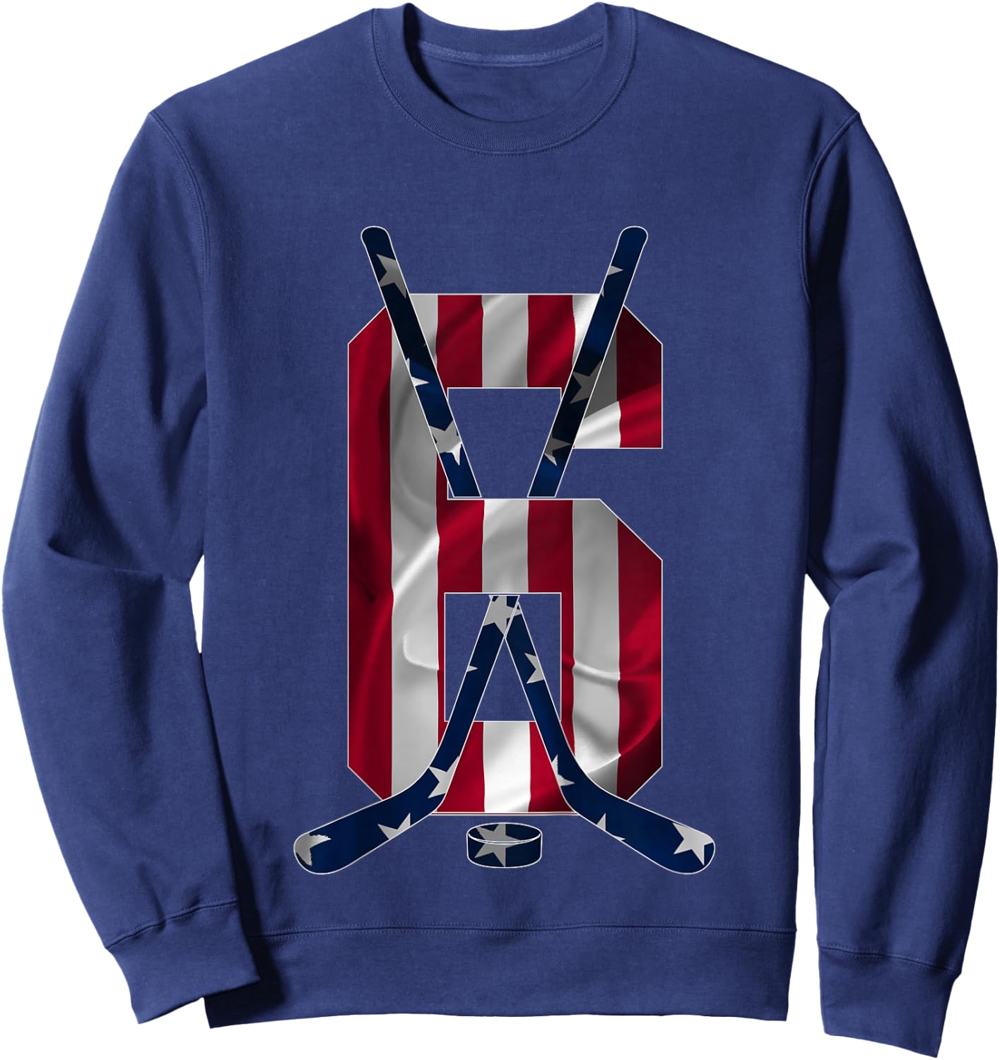 Number 6 Years Ice Hockey 6th Birthday Sweatshirt - Sweatshirt | Navy