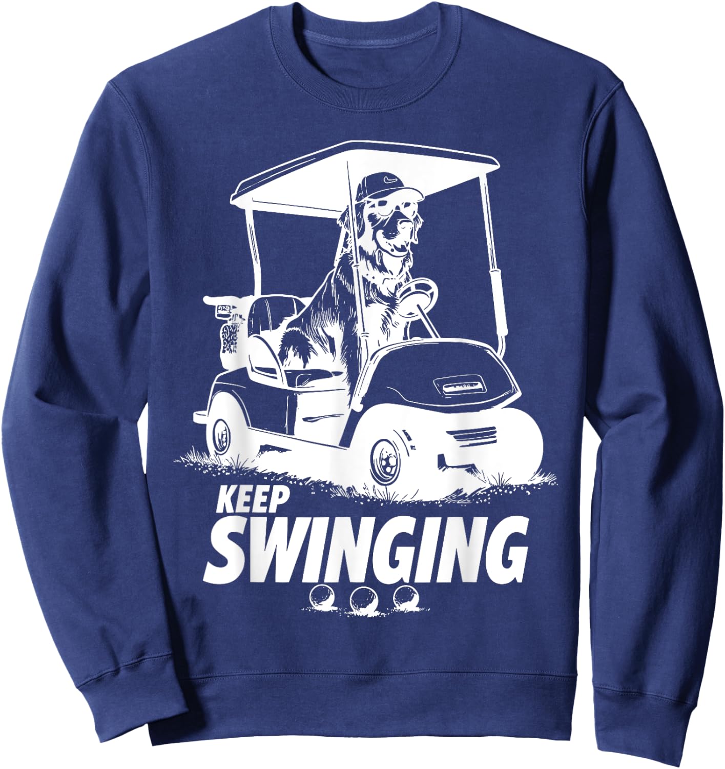 Swinging Golf Cart Dog Golden Retriever Golfer Dog Owner Sweatshirt - Sweatshirt | Navy