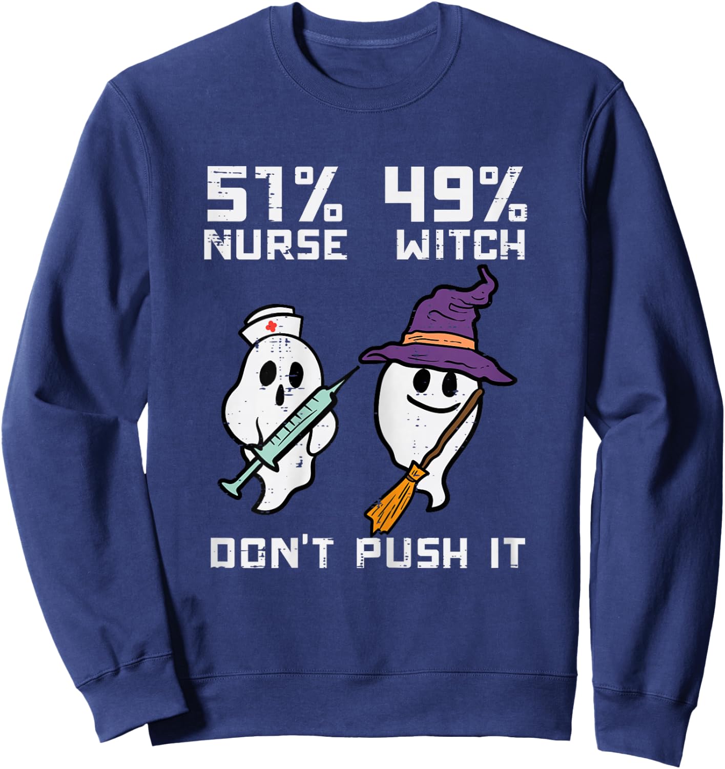 Halloween 51 Percent Nurse Witch Fun Costume Scrub Top Women Sweatshirt - Sweatshirt | Navy