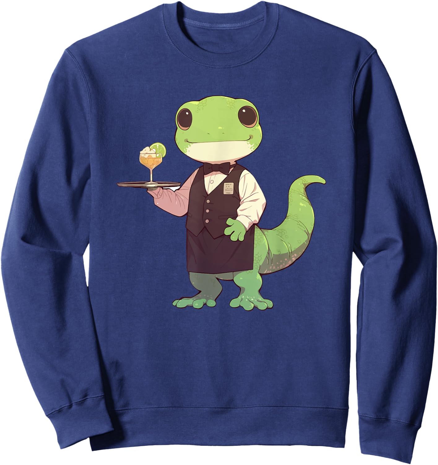 Lizard Restaurant Waiter Gecko Wildlife Animal Sweatshirt - Sweatshirt | Navy
