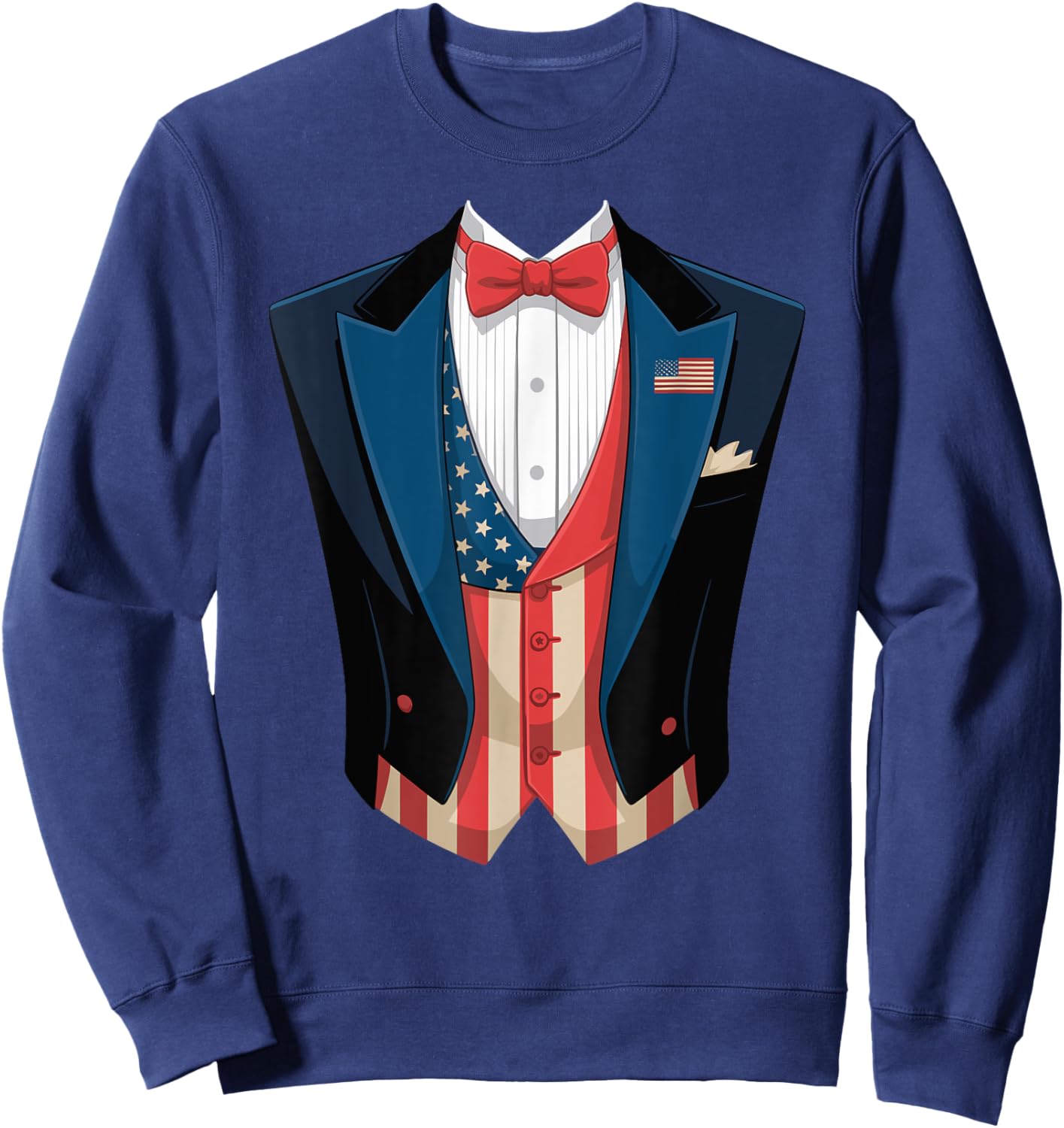 American Flag Tuxedo Costume Funny 4th of July USA Sweatshirt - Sweatshirt | Navy