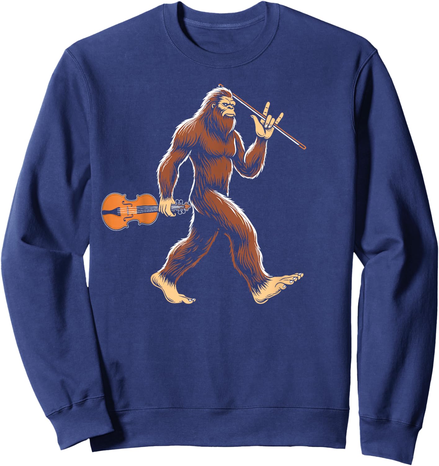 Bigfoot Playing Violin Sasquatch Violist Violinist Gifts Sweatshirt - Sweatshirt | Navy