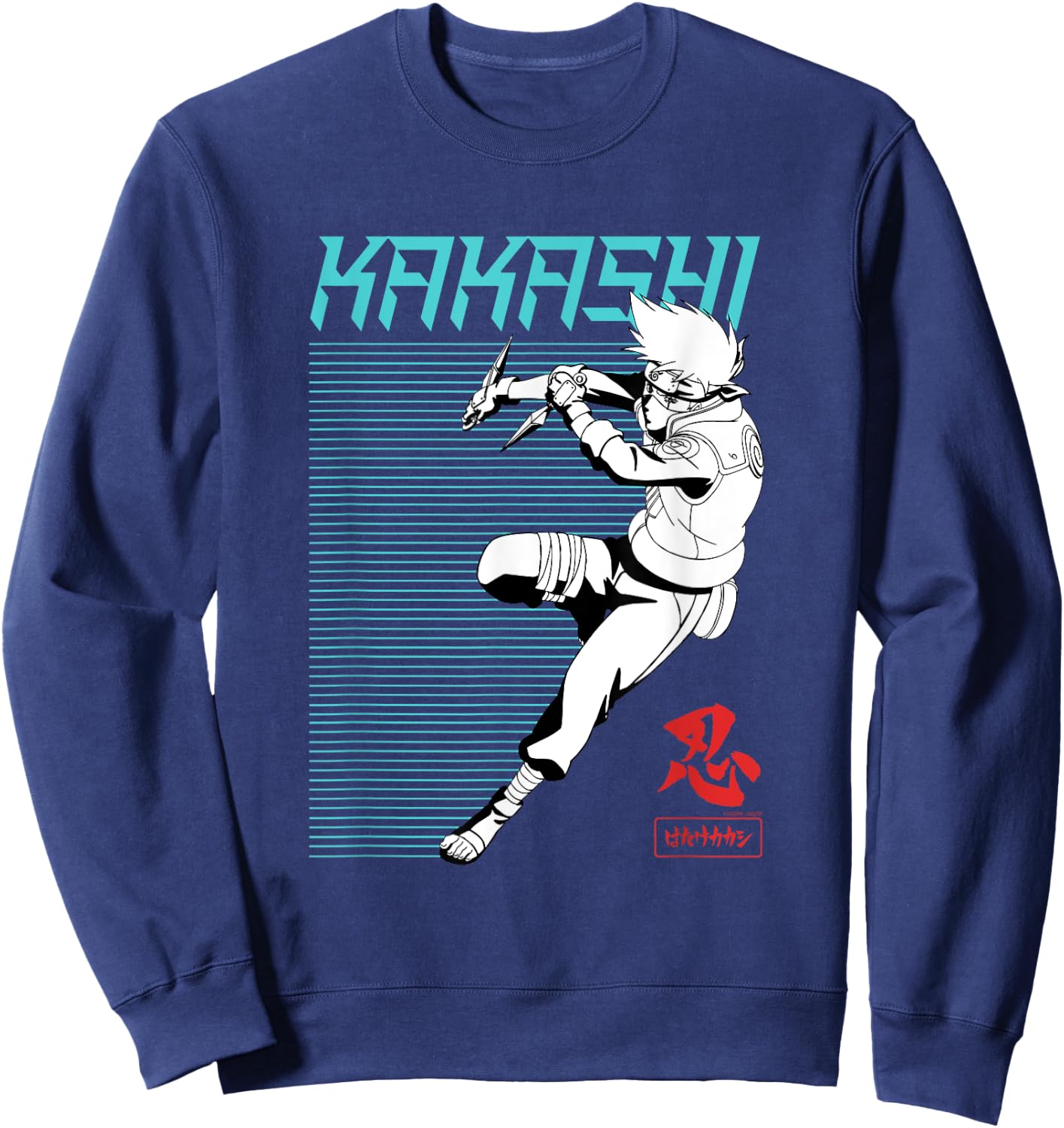 Naruto Shippuden Kakashi Outline Action Lines Anime Sweatshirt - Sweatshirt | Navy