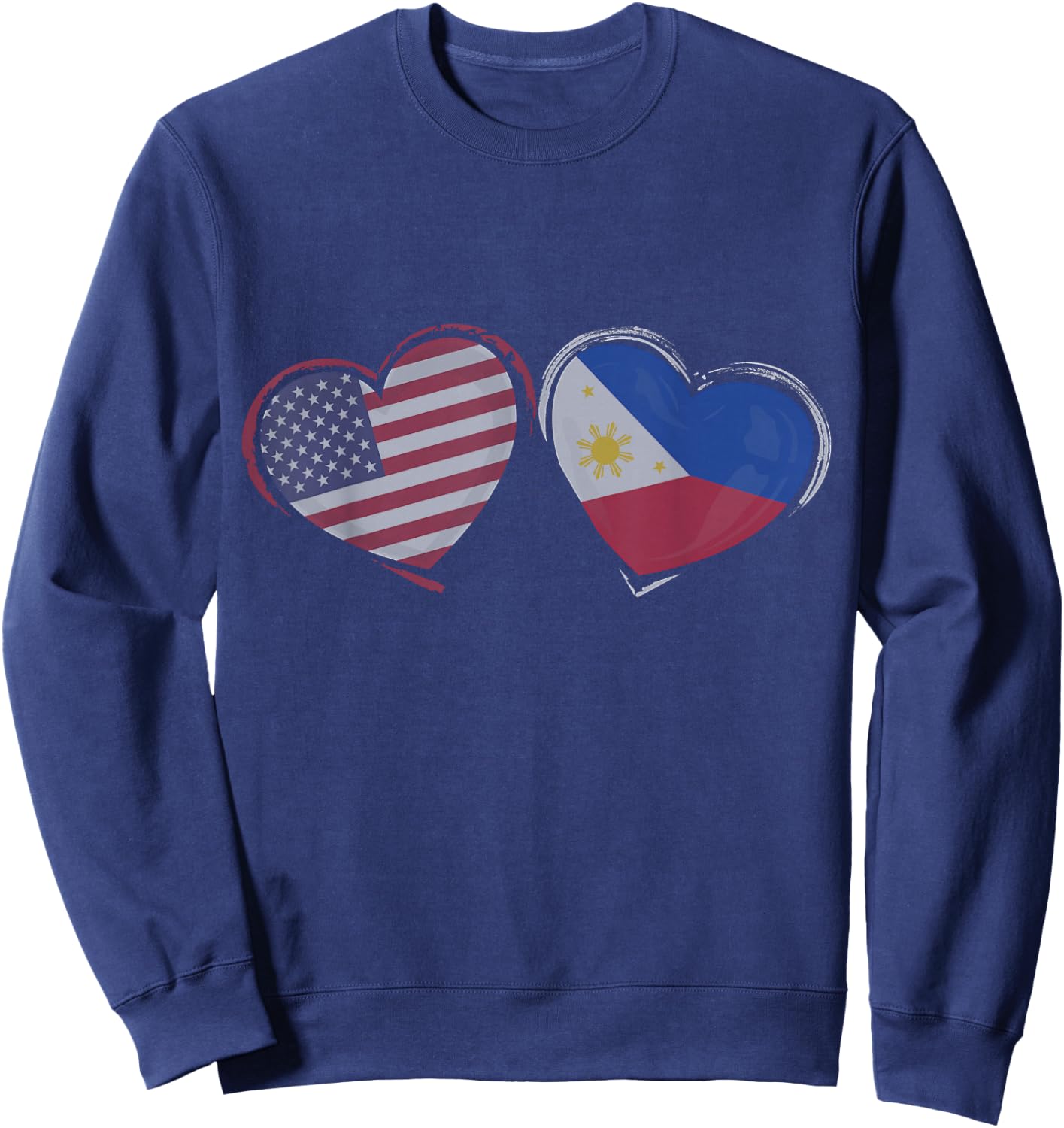 USA Philippines Flag Heart Valentines Day Filipino American Sweatshirt - Sweatshirt | Navy