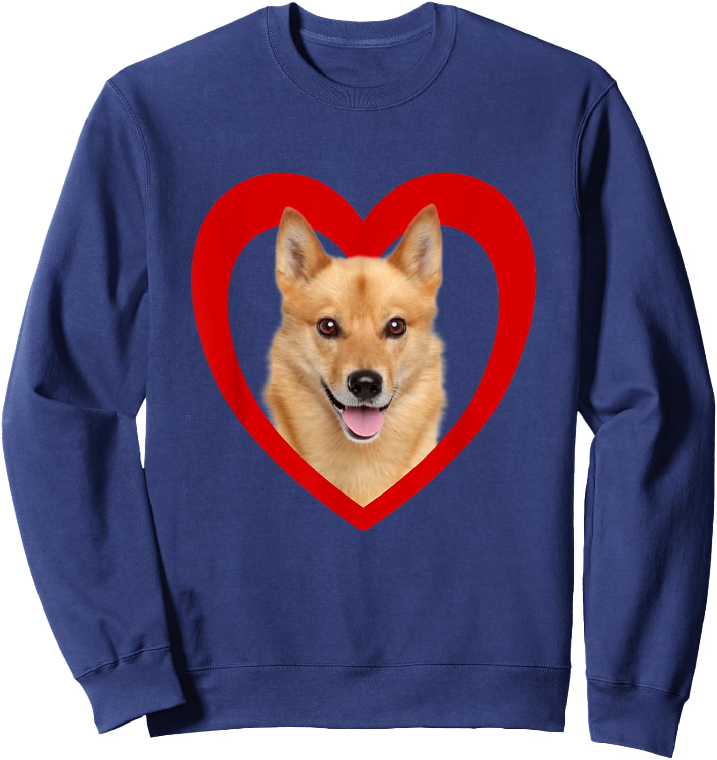 Finnish Spitz Dog - Dog Heart Lover - Finnish Spitz Sweatshirt - Sweatshirt | Navy