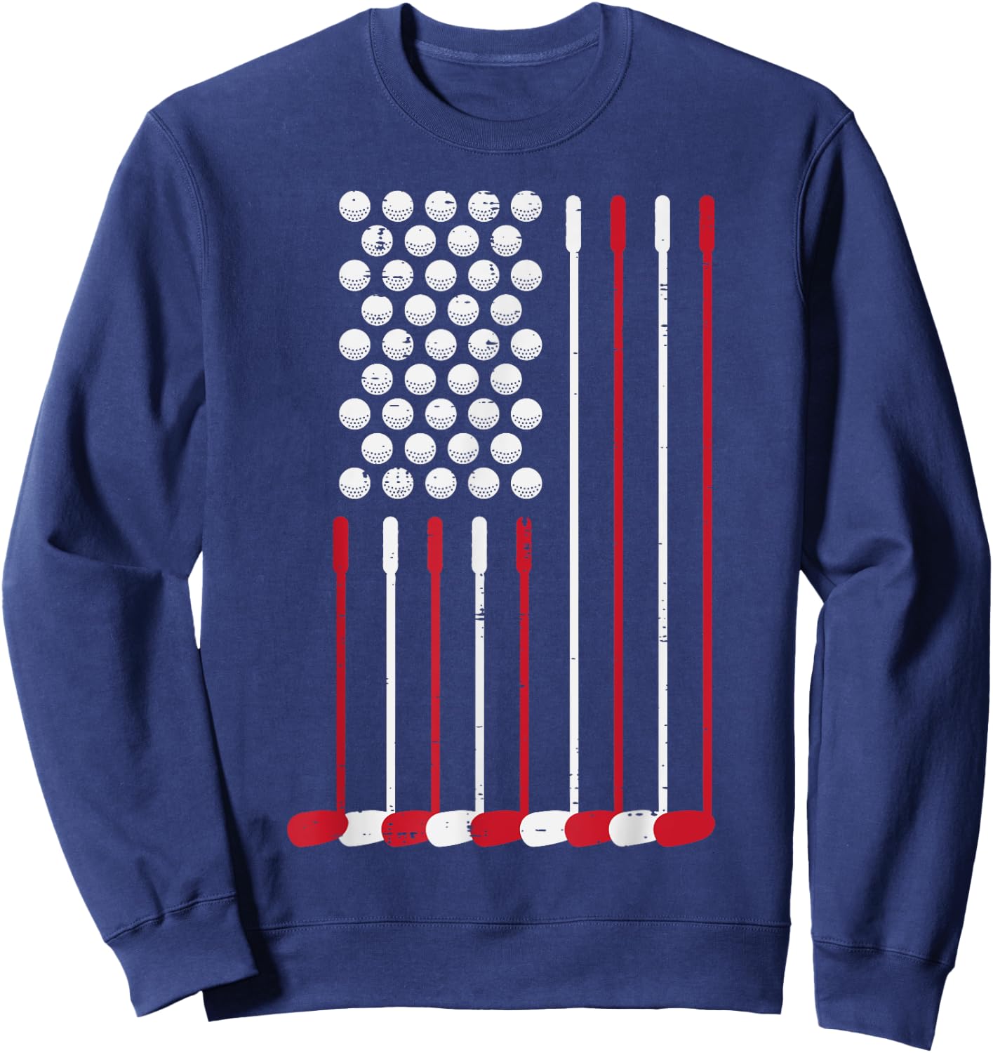 Golf Balls Clubs US Flag 4th July Patriotic Golfer Dad Men Sweatshirt - Sweatshirt | Navy