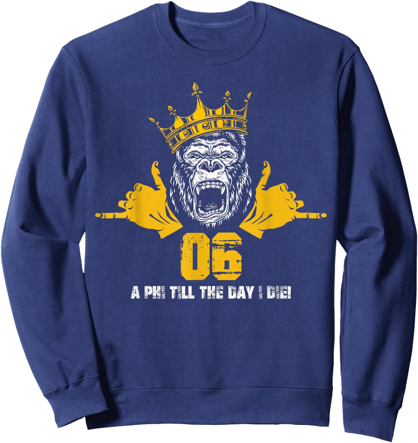 Alpha African 1906 Fraternity Hand Sign Ape Crown Sweatshirt - Sweatshirt | Navy