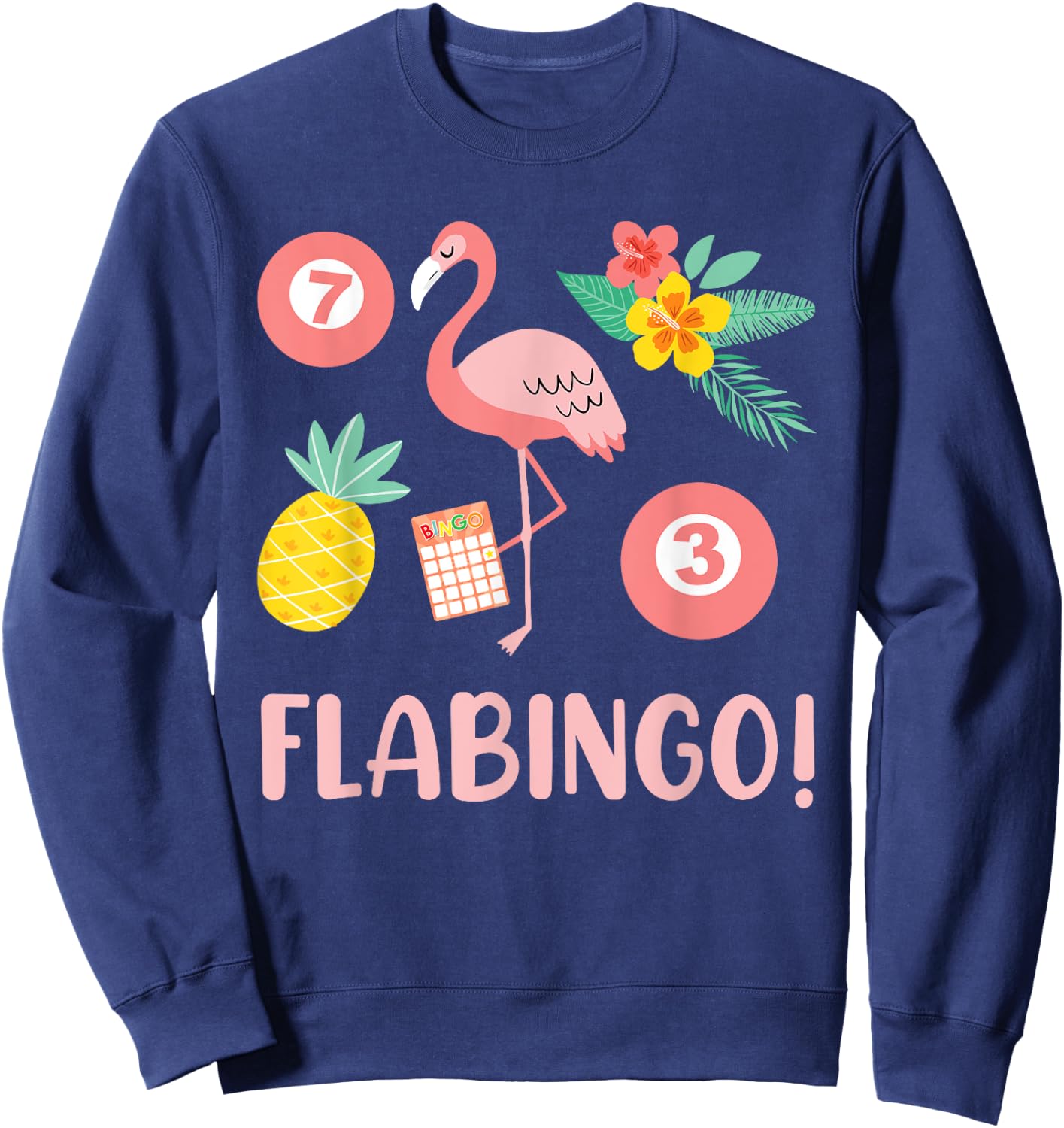 Bingo Player FLABINGO Bingo Lover Flamingo Bingo Mom Sweatshirt - Sweatshirt | Navy