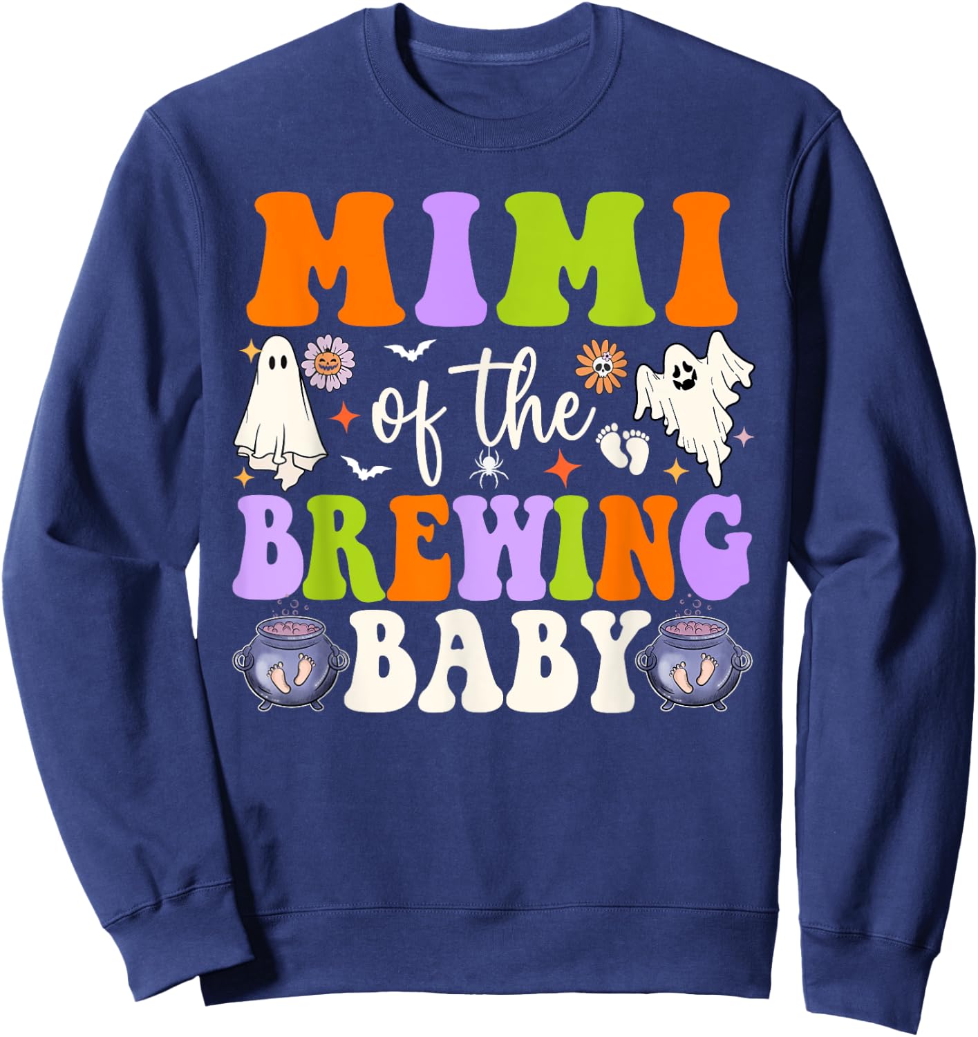 Mimi of the Brewing Baby Halloween Theme Baby Shower Spooky Sweatshirt - Sweatshirt | Navy