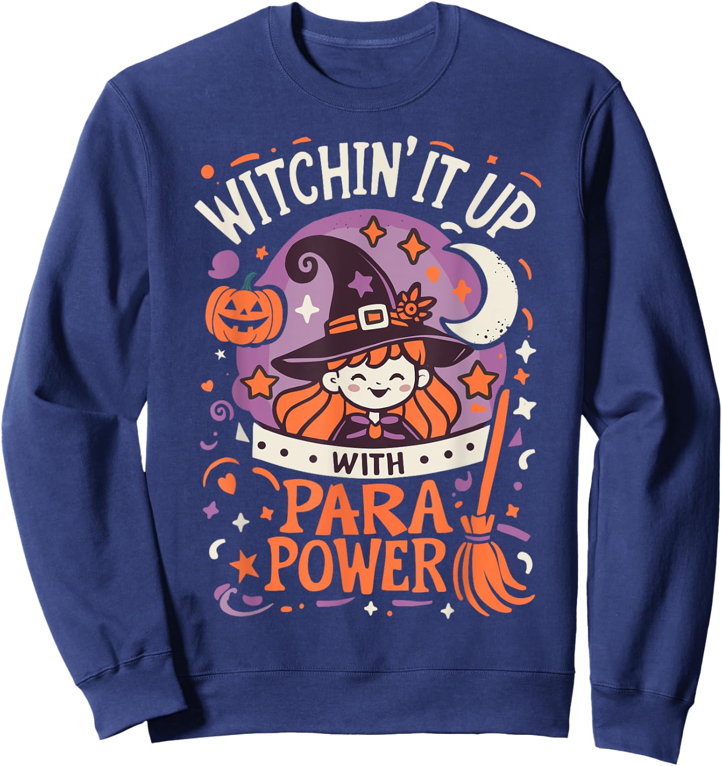 Halloween Team Paraprofessional School Men Women Spooky Fun Sweatshirt - Sweatshirt | Navy