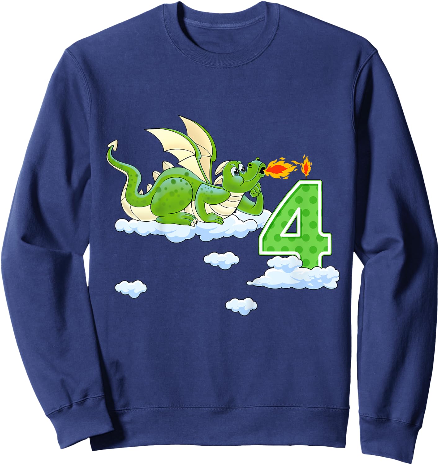 Kids 4th Birthday Knight Dragon Boy Birthday 4 Years Sweatshirt - Sweatshirt | Navy