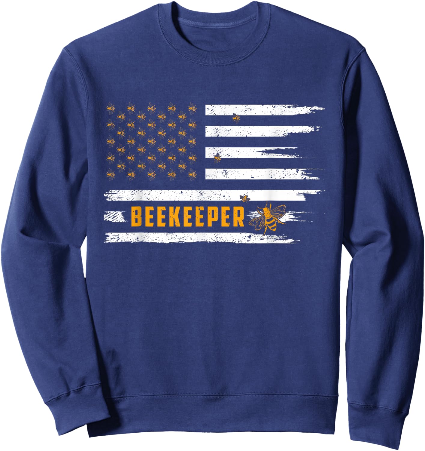 Beekeeping American Flag Honeycomb Honey Bees Beekeeper Sweatshirt - Sweatshirt | Navy