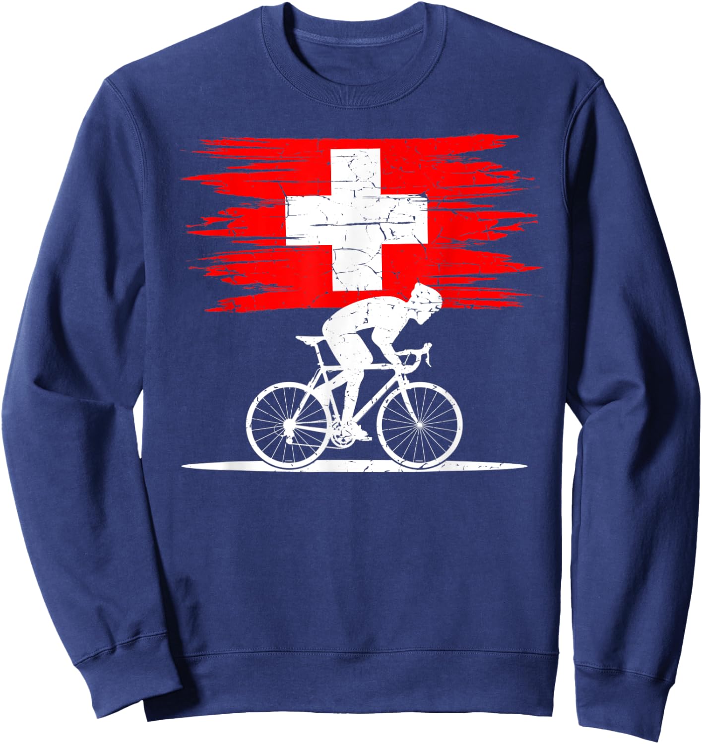 Switzerland Road Biker, Racing Velo, Rider Velo Bicycle Sweatshirt - Sweatshirt | Navy