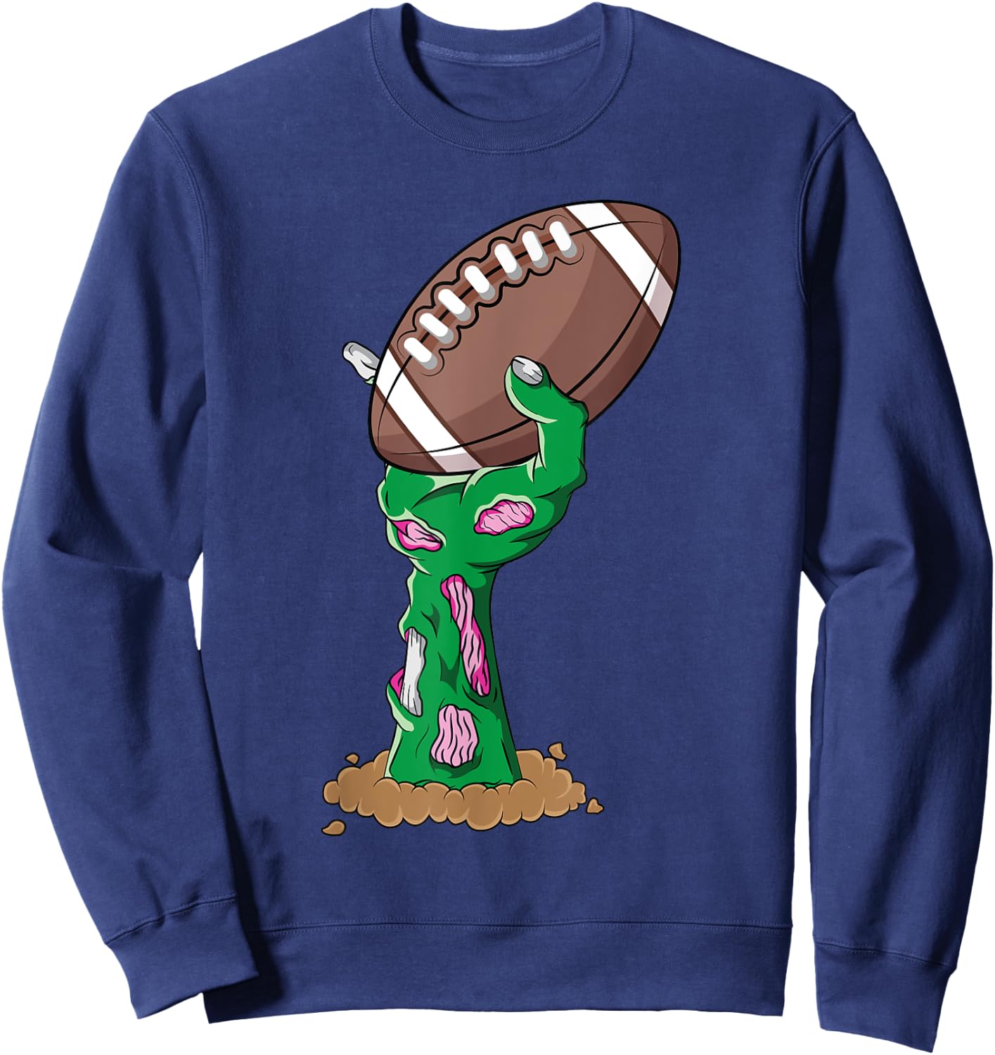 Zombie Hands Football Funny Horror Scary Halloween Costume Sweatshirt - Sweatshirt | Navy