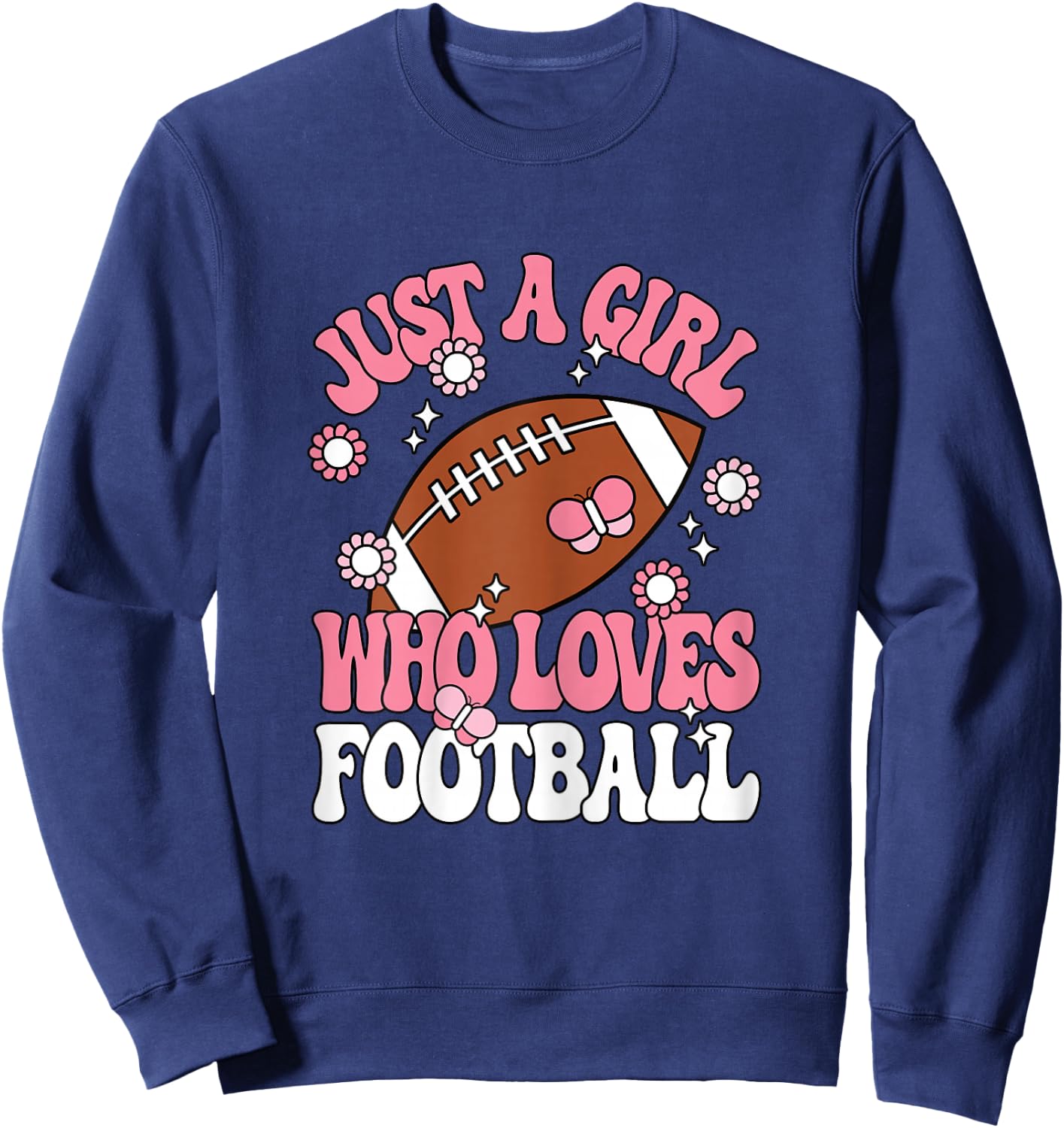 Just A Girl Who Loves Football American Football Girls Kids Sweatshirt - Sweatshirt | Navy