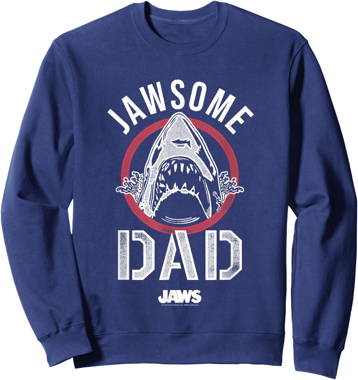 Jaws Father's Day Jawsome Dad Vintage Logo Sweatshirt - Sweatshirt | Navy