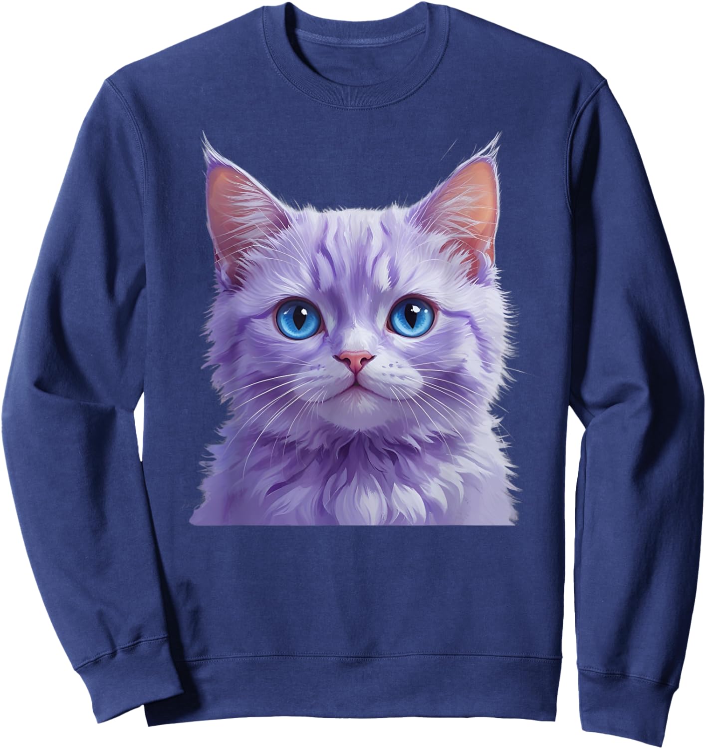 Purple Kitten Cat Face Cats Sweatshirt - Sweatshirt | Navy