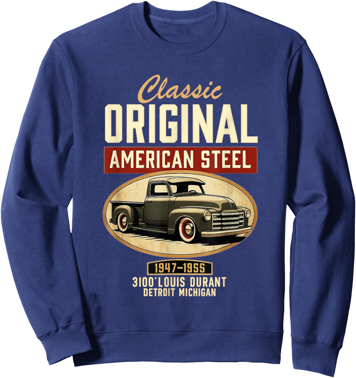 Vintage Classic Original American Old Pickup Truck 1940s Car Sweatshirt - Sweatshirt | Navy