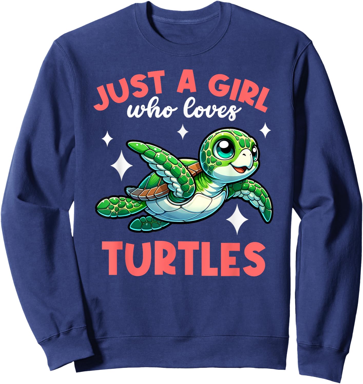 Just A Girl Who Loves Turtles Sea Turtle Lover Graphic Sweatshirt - Sweatshirt | Navy