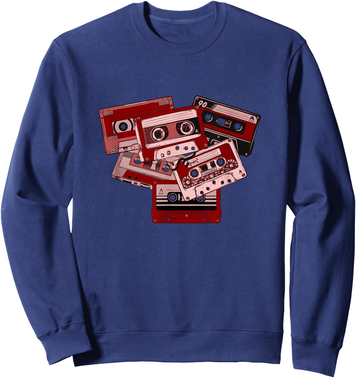 Maroon Red Burgundy Tape Cassettes Classic Old School Maroon Sweatshirt - Sweatshirt | Navy