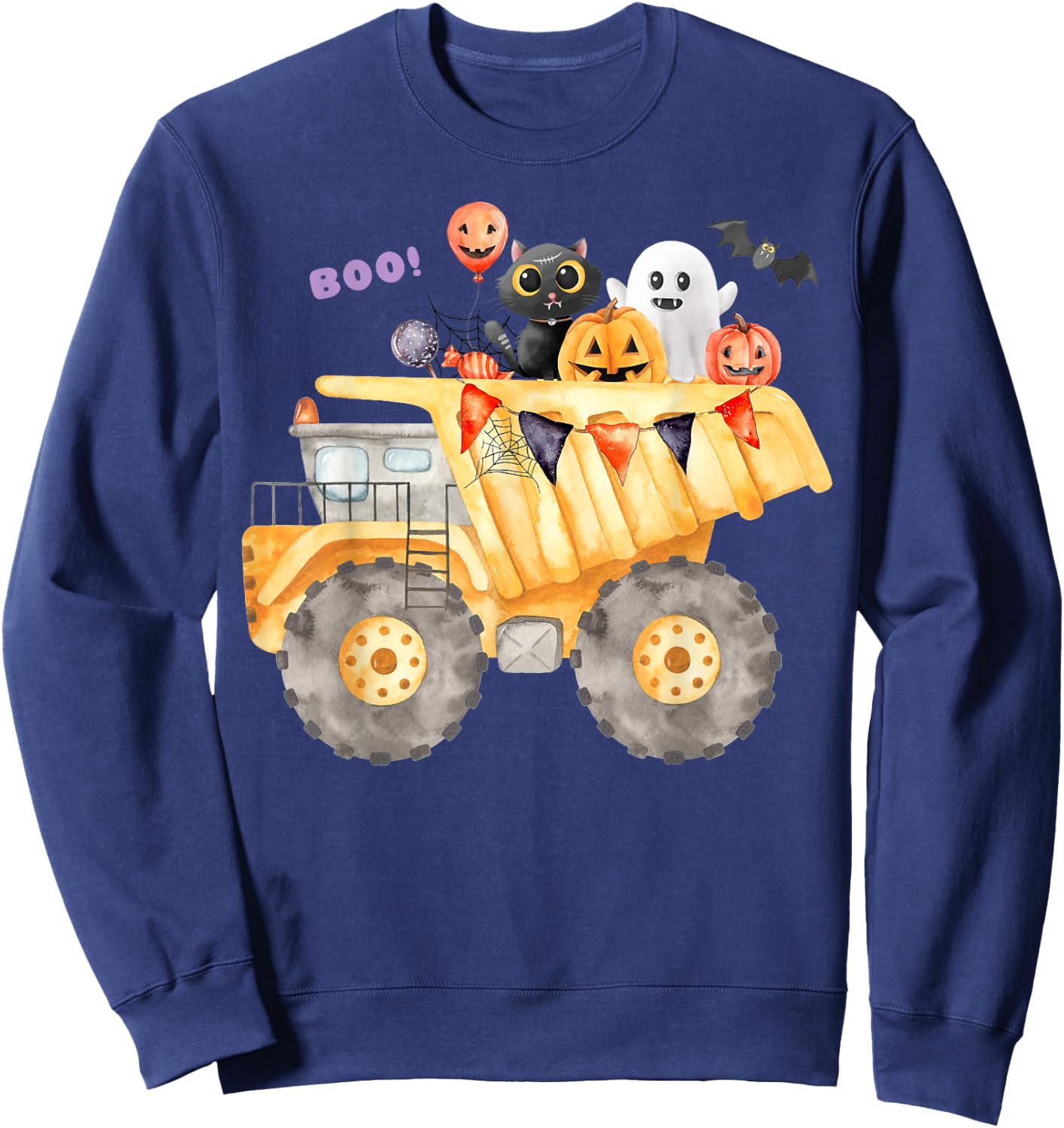 Dump Truck or Treat Halloween Candy Construction Boys Kids Sweatshirt - Sweatshirt | Navy