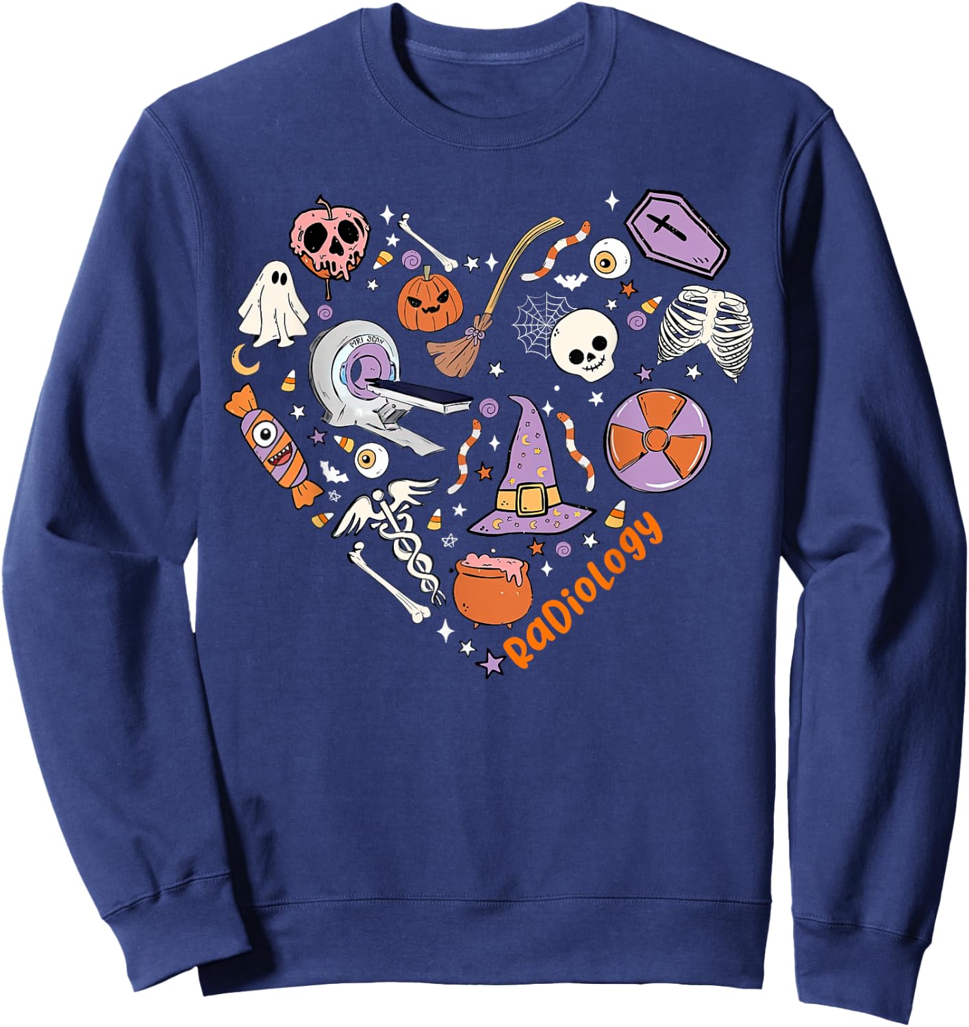 Halloween Radiology Heart Technologist X-ray Tech Autumn Sweatshirt - Sweatshirt | Navy