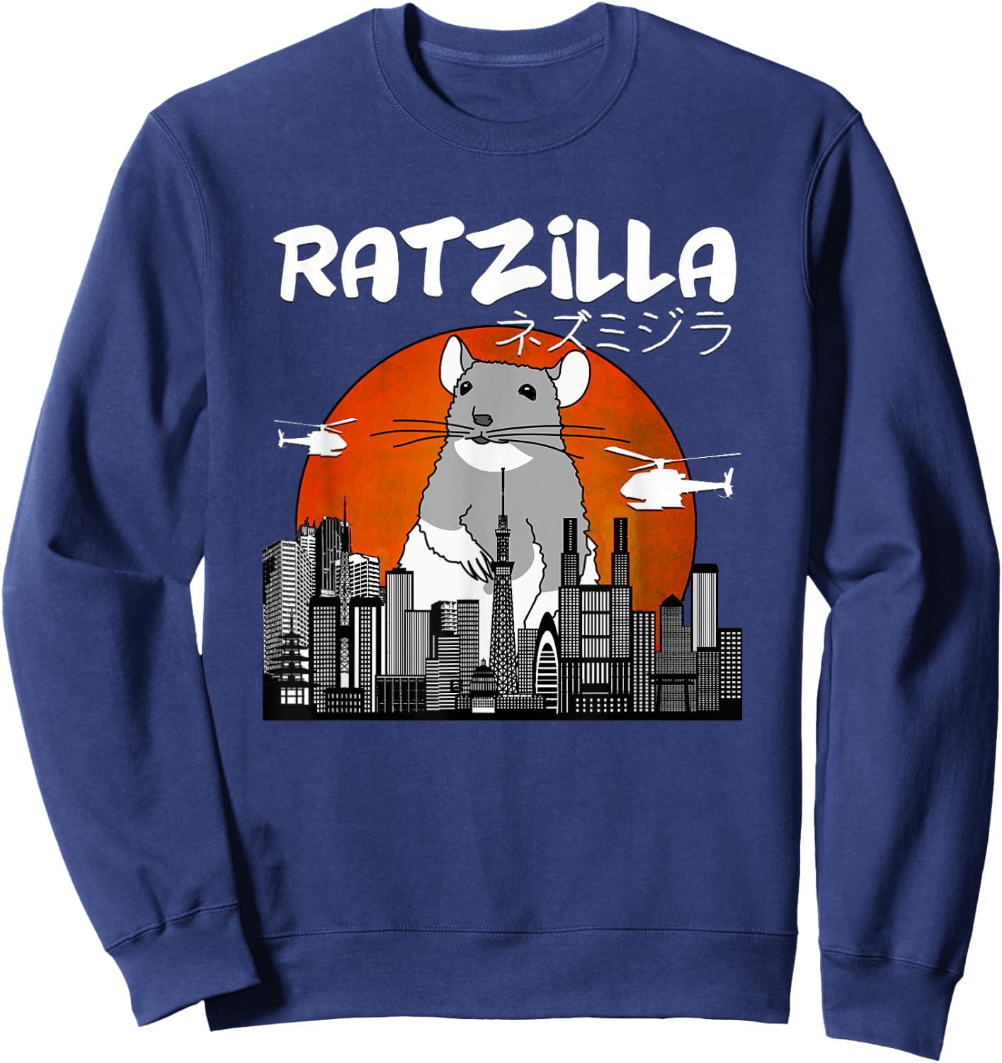 Funny Ratzilla, Japan Mouse Sweatshirt - Sweatshirt | Navy