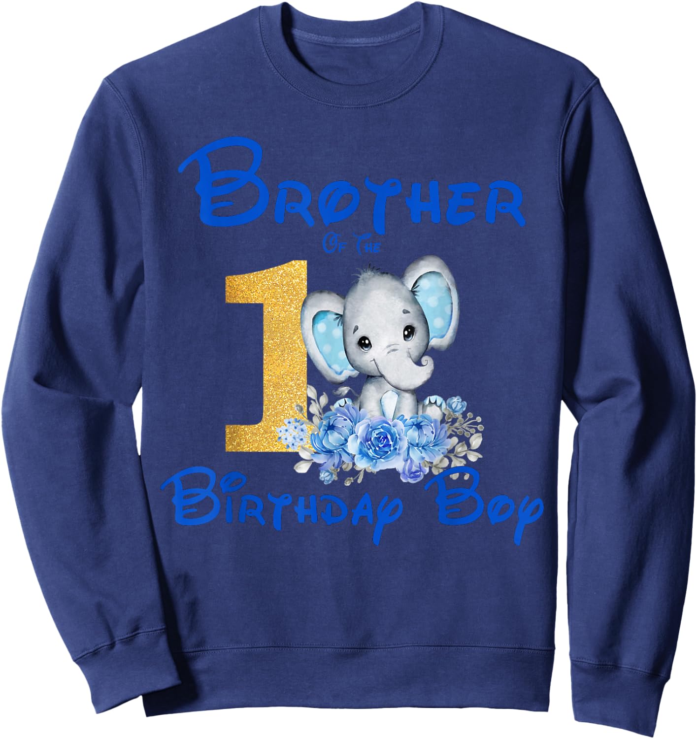 Brother Of The Birthday Boy Elephant Family Matching Sweatshirt - Sweatshirt | Navy