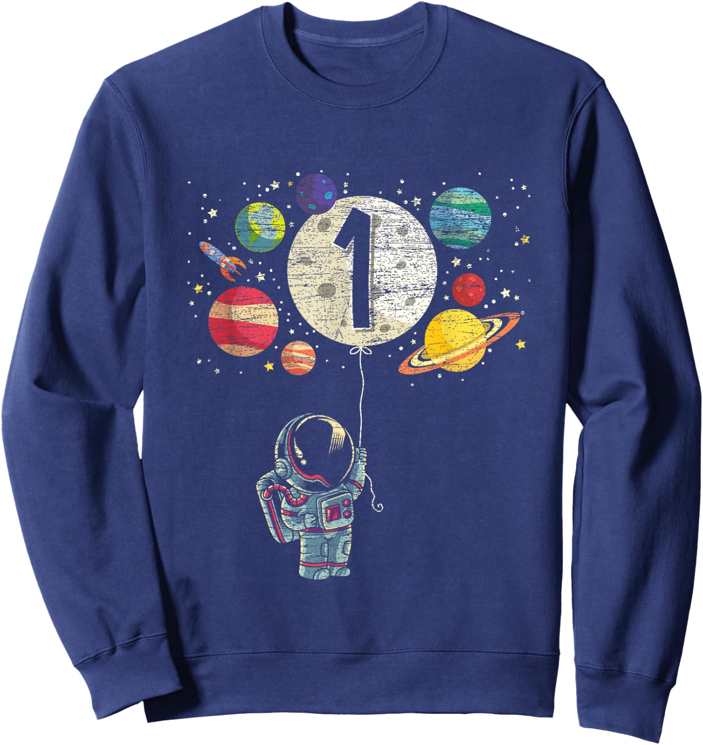 1 Years Old Birthday Boy Gifts Astronaut 1st Birthday Sweatshirt - Sweatshirt | Navy