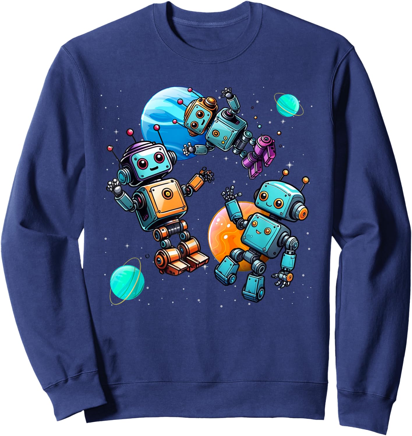Funny Robot Robotics Apparel -Adult , Black, Small, Short Sleeve, Modern Humorous Robotics Design Sweatshirt - Sweatshirt | Navy
