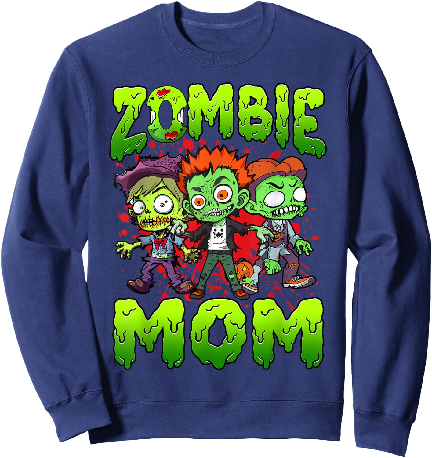 Zombie Mom Halloween Costume Family Matching Sweatshirt - Sweatshirt | Navy