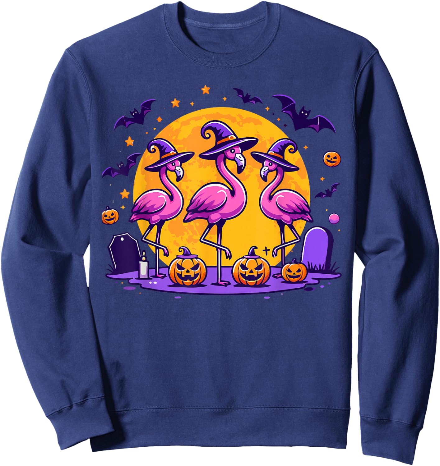 Happy Flamingoween Funny Flamingo Halloween Costume Sweatshirt - Sweatshirt | Navy