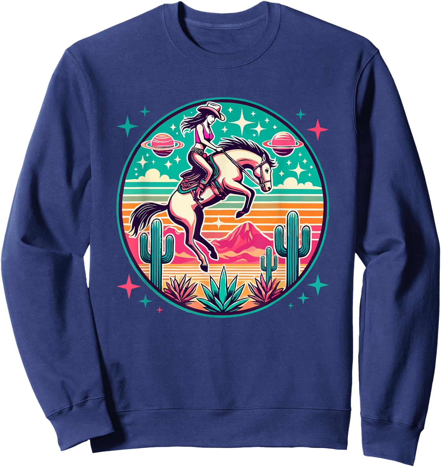 Space Cowgirl Outfit Cosmic Costume Galactic Western Riding Sweatshirt - Sweatshirt | Navy