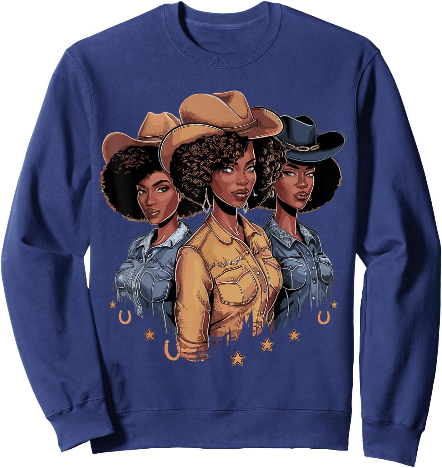 Black Cowgirl Rodeo Melanin Sweatshirt - Sweatshirt | Navy