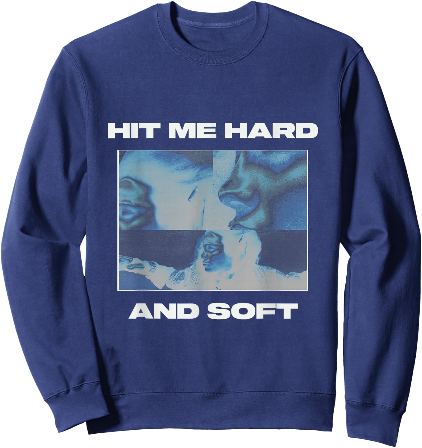 Official Billie Eilish HIT ME HARD AND SOFT Inverted Blue Sweatshirt - Sweatshirt | Navy