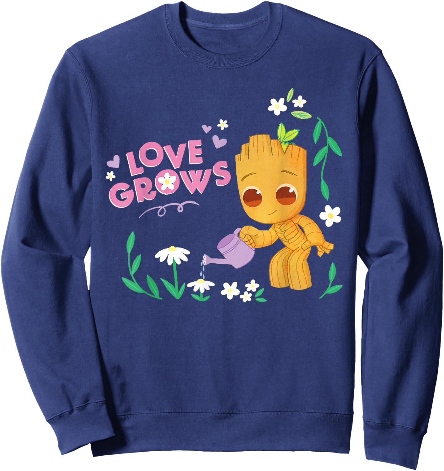 Marvel Valentine’s Day Spring Flower Garden Groot Love Grows Sweatshirt - Sweatshirt | Navy