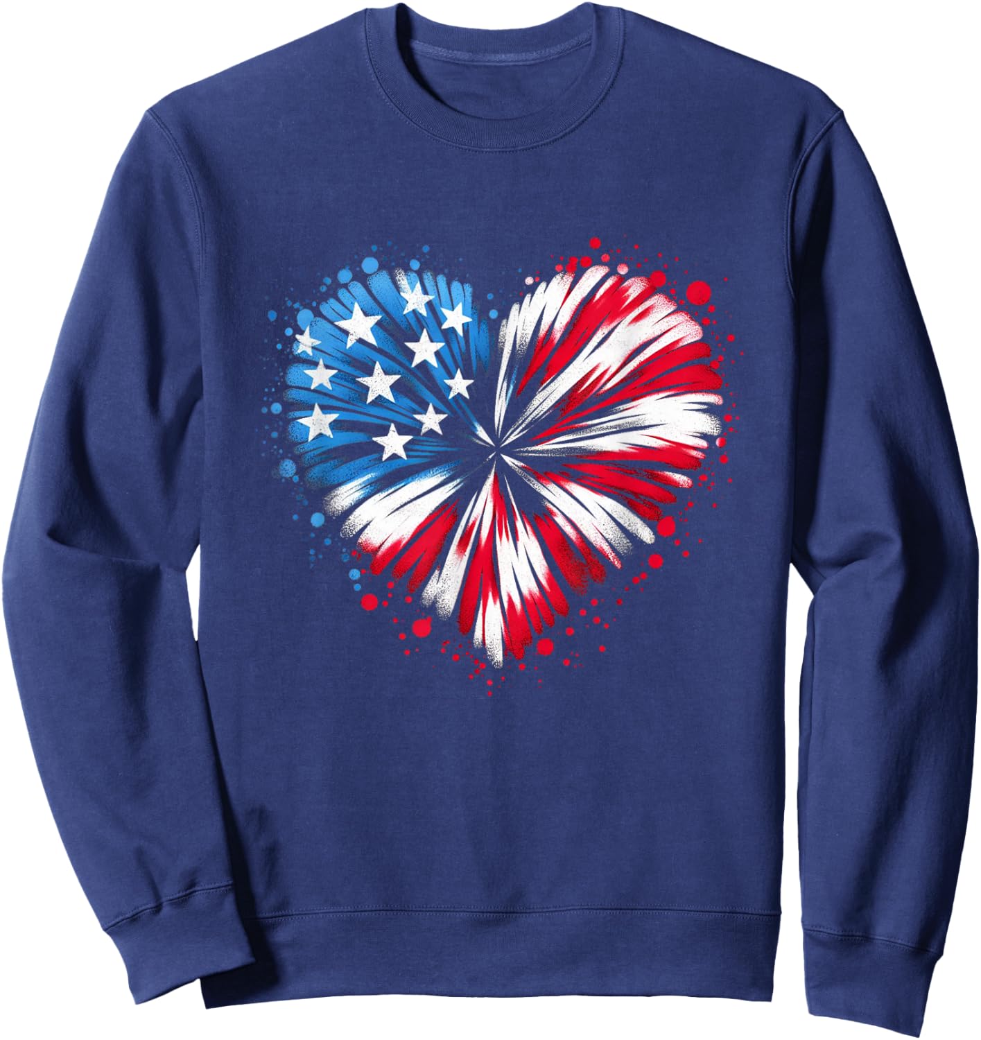 Tie dye Heart USA Flag Colors white, Red & Blue 4th Of July Women Kids Men Sweatshirt - Sweatshirt | Navy