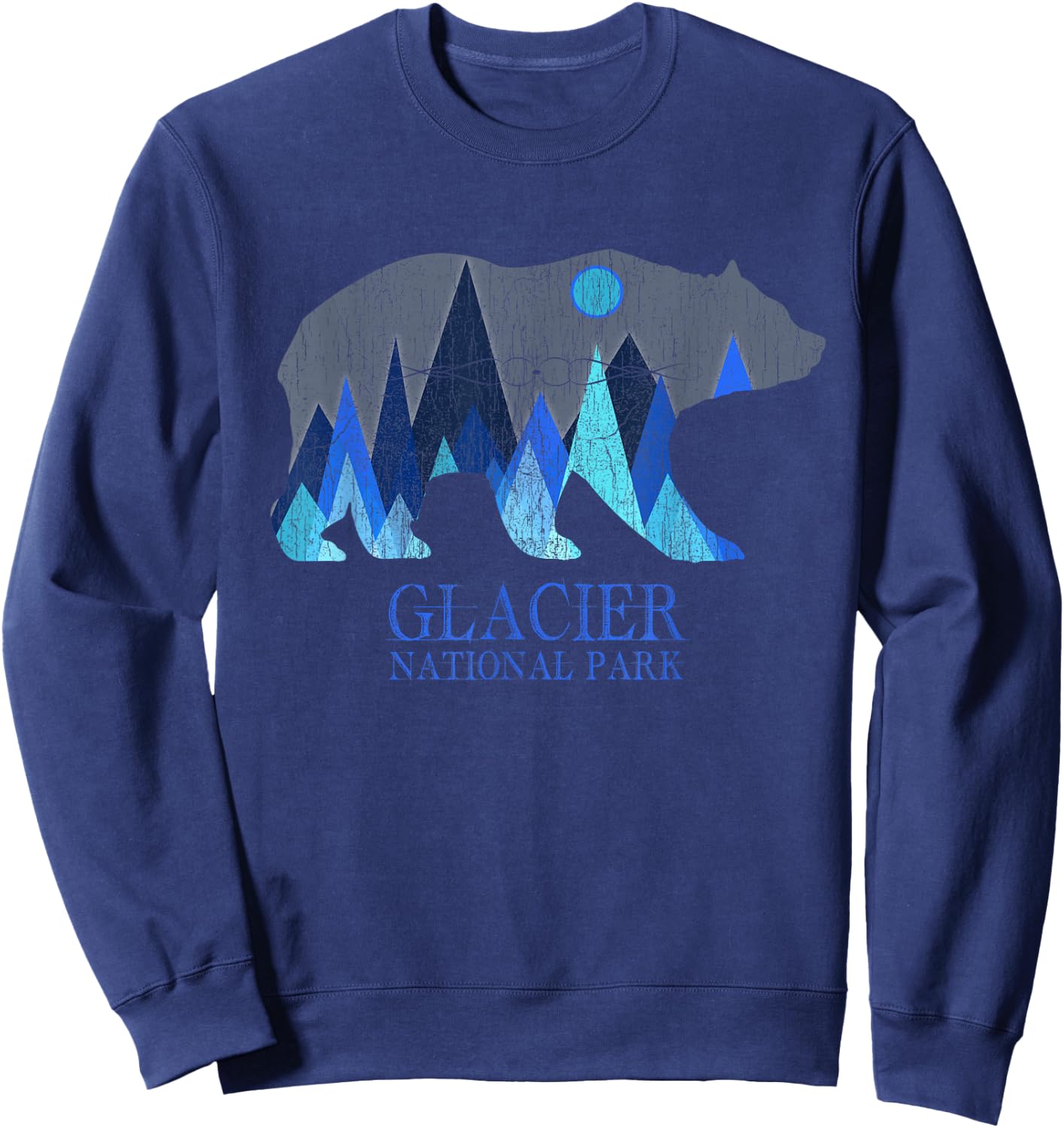 Retro Glacier Grizzly Bear Glacier National Park Small Sweatshirt - Sweatshirt | Navy